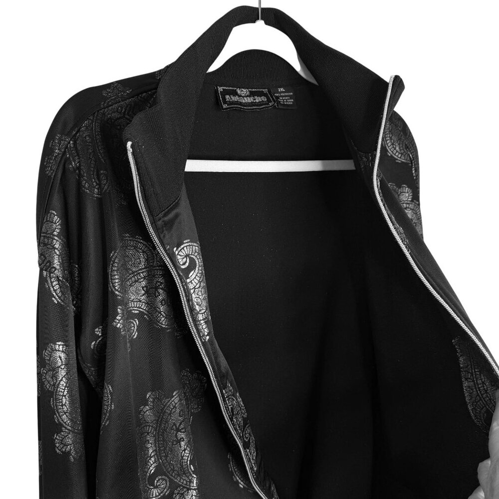 Ablanche Black & Silver Paisley Bomber Jacket, 2XL - Picture 5 of 8